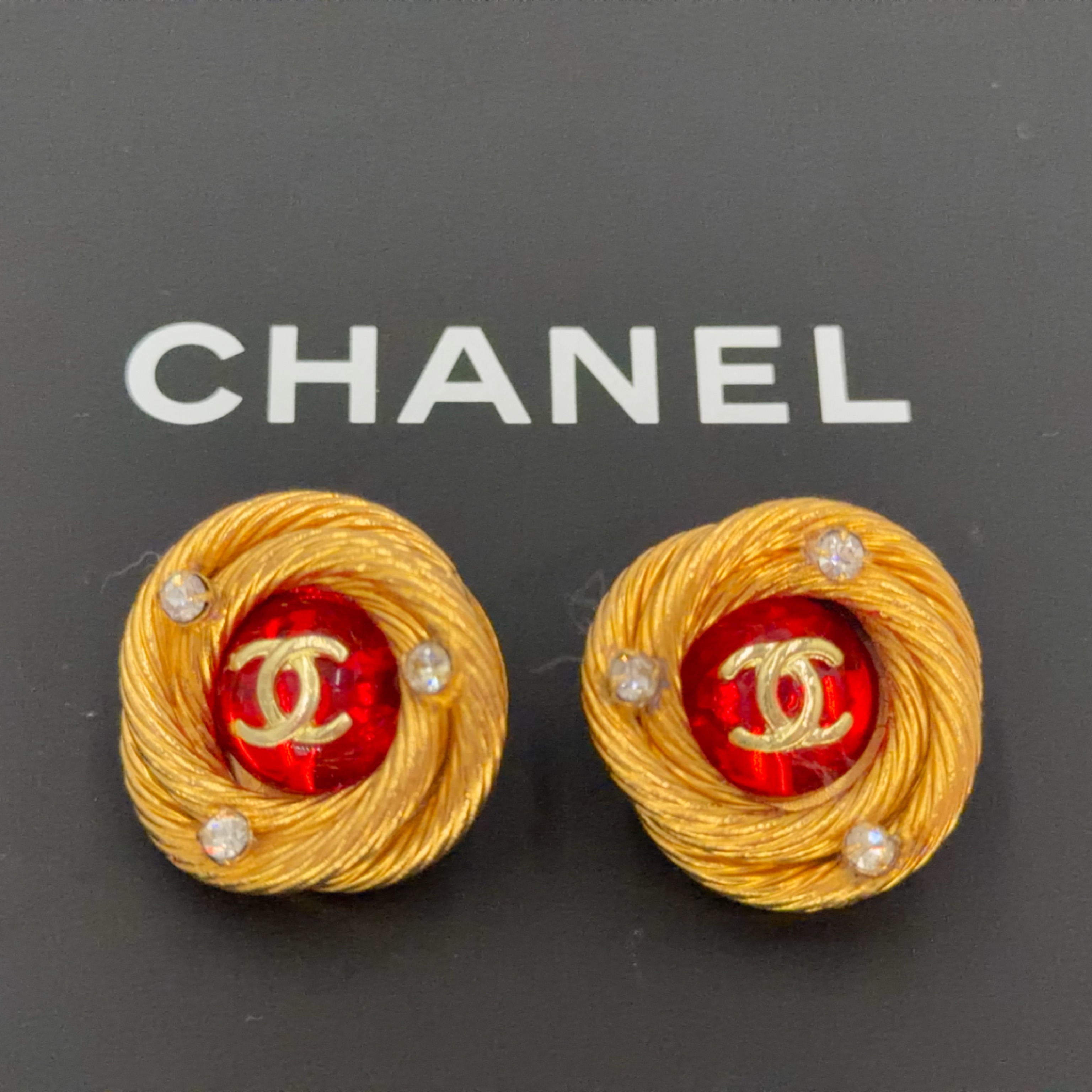 Chanel Vintage Gripoix Rope Nest Clip On Earrings 1993-1994 W/Coa
